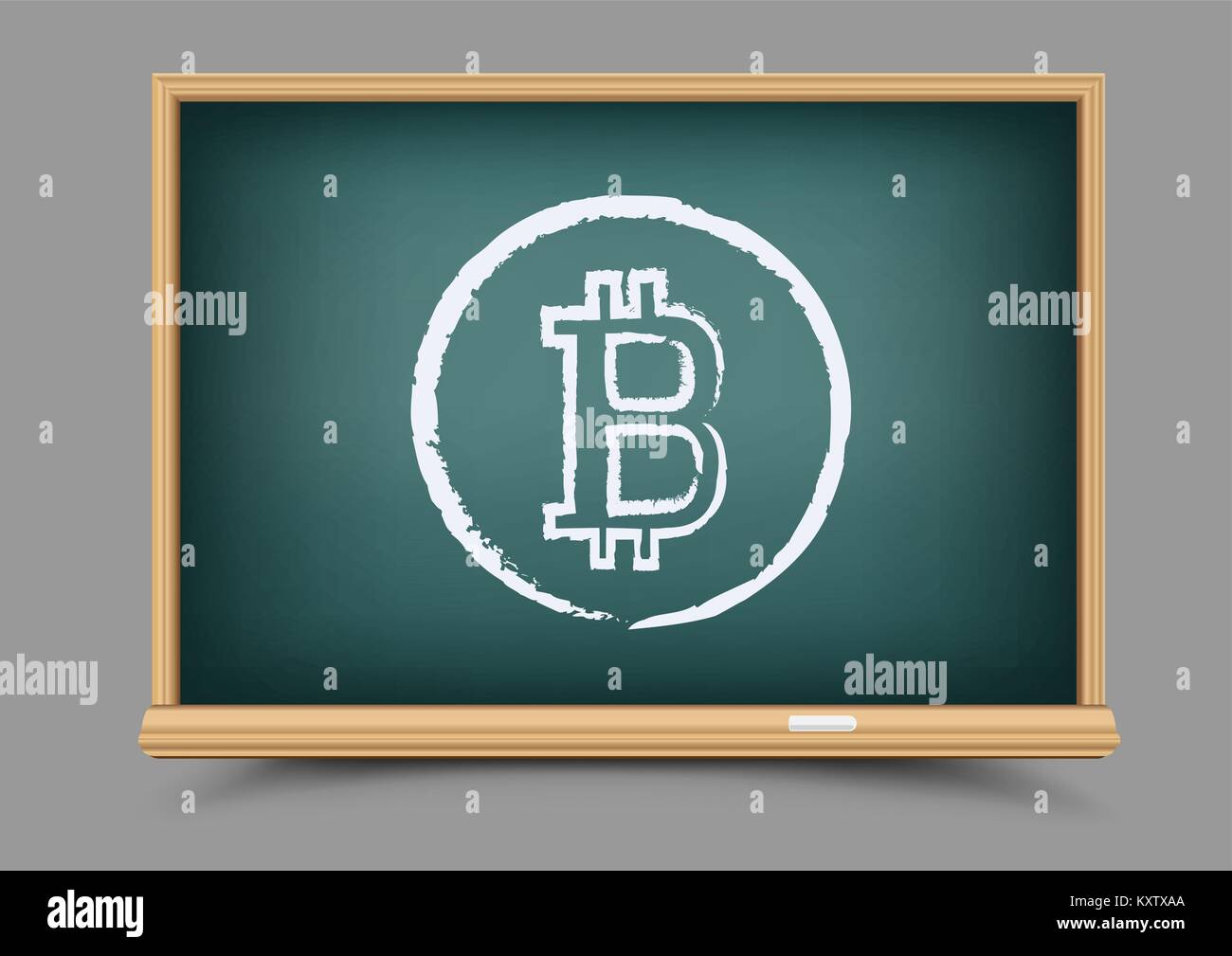 drawing bitcoin school blackboard Stock Vector
