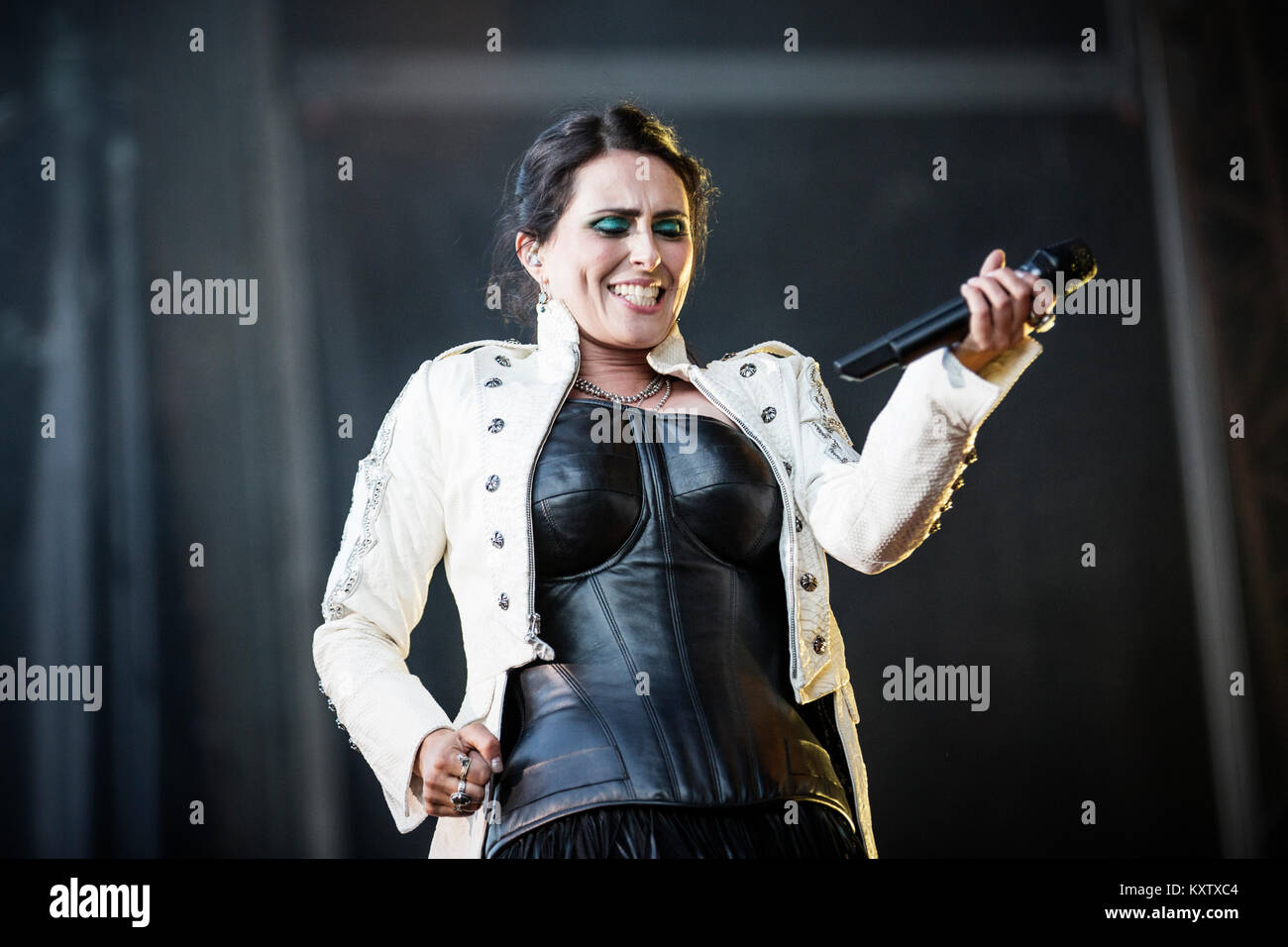 The Dutch metal and rock band Within Temptation performs a live concert