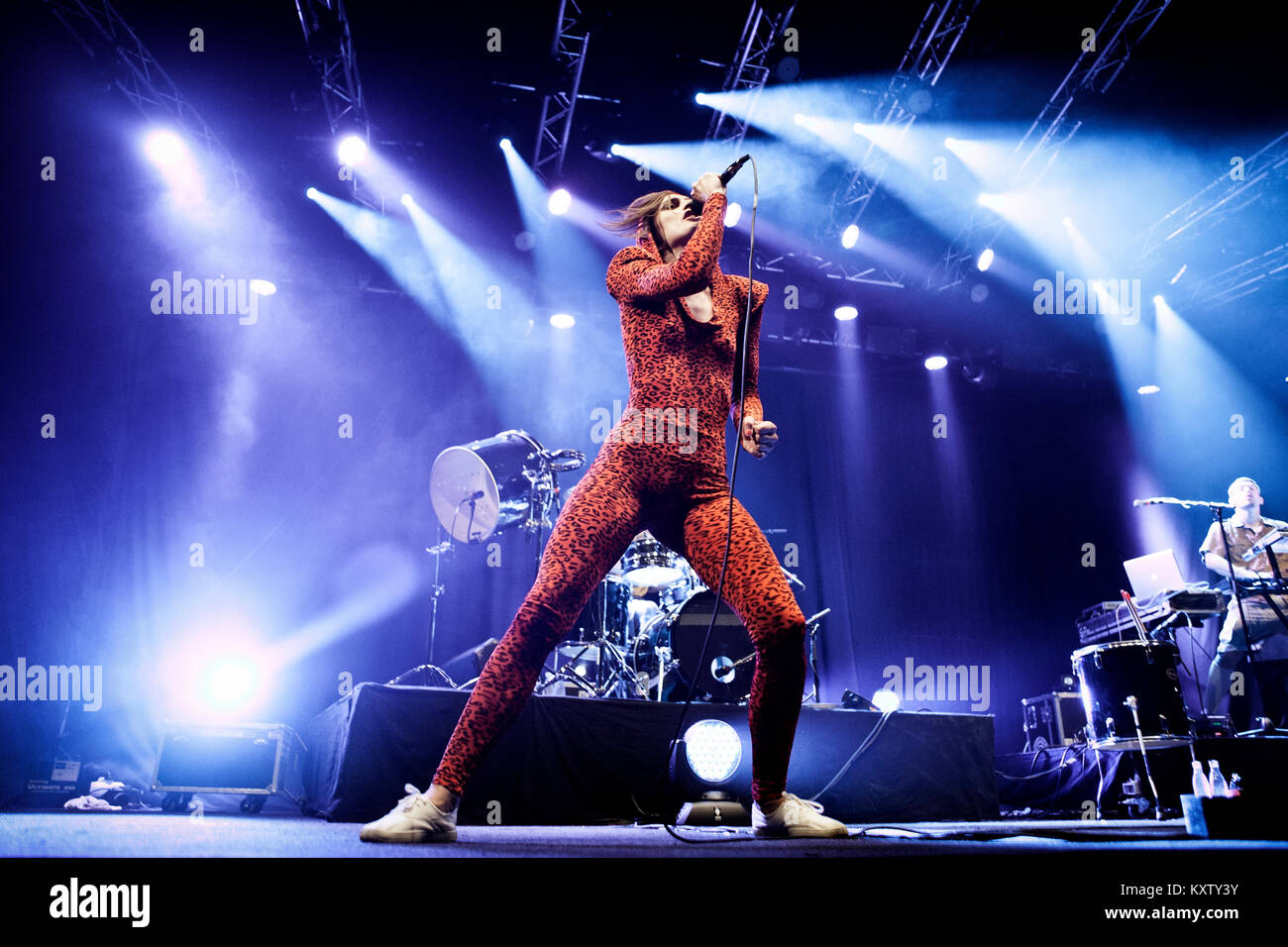 The French band Yelle performs a live concert at Roskilde Festival 2011. The band is here led by lead singer and namesake Yelle (Julie Budet). Denmark 02/07 2011. Stock Photo