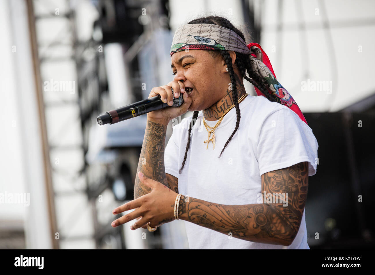 The American rapper and lyricist Young M.A performs a live concert