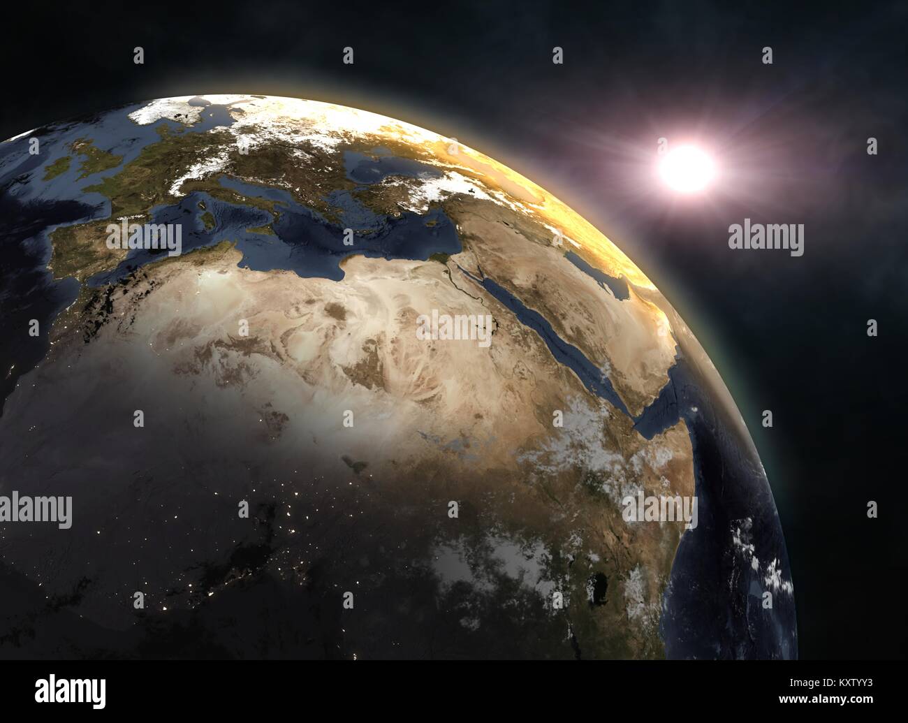 Realistic planet Earth in space Stock Photo - Alamy