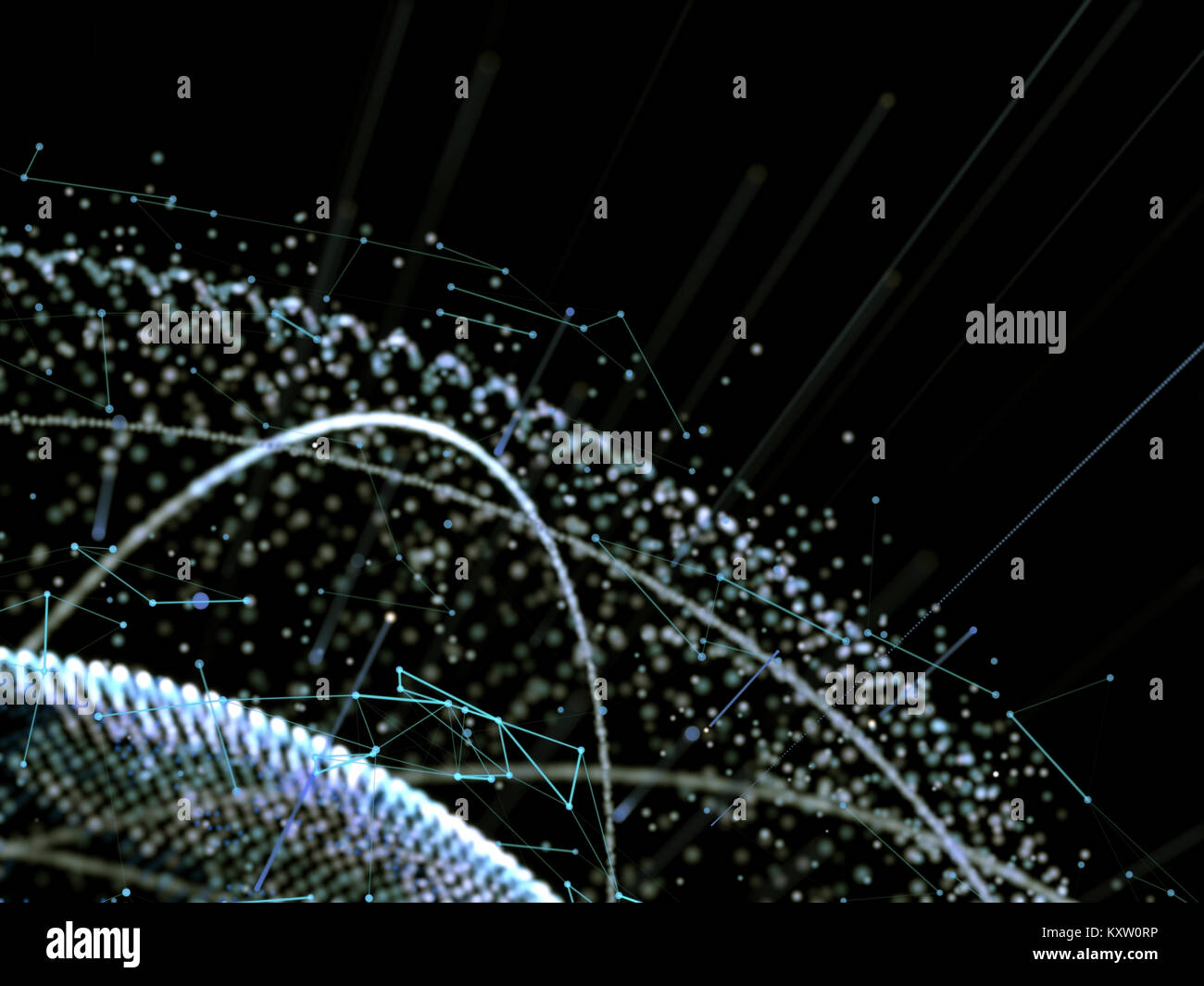 Internet Map 3d - World Map Of Points Lines 3d Illustration KXW0RP 