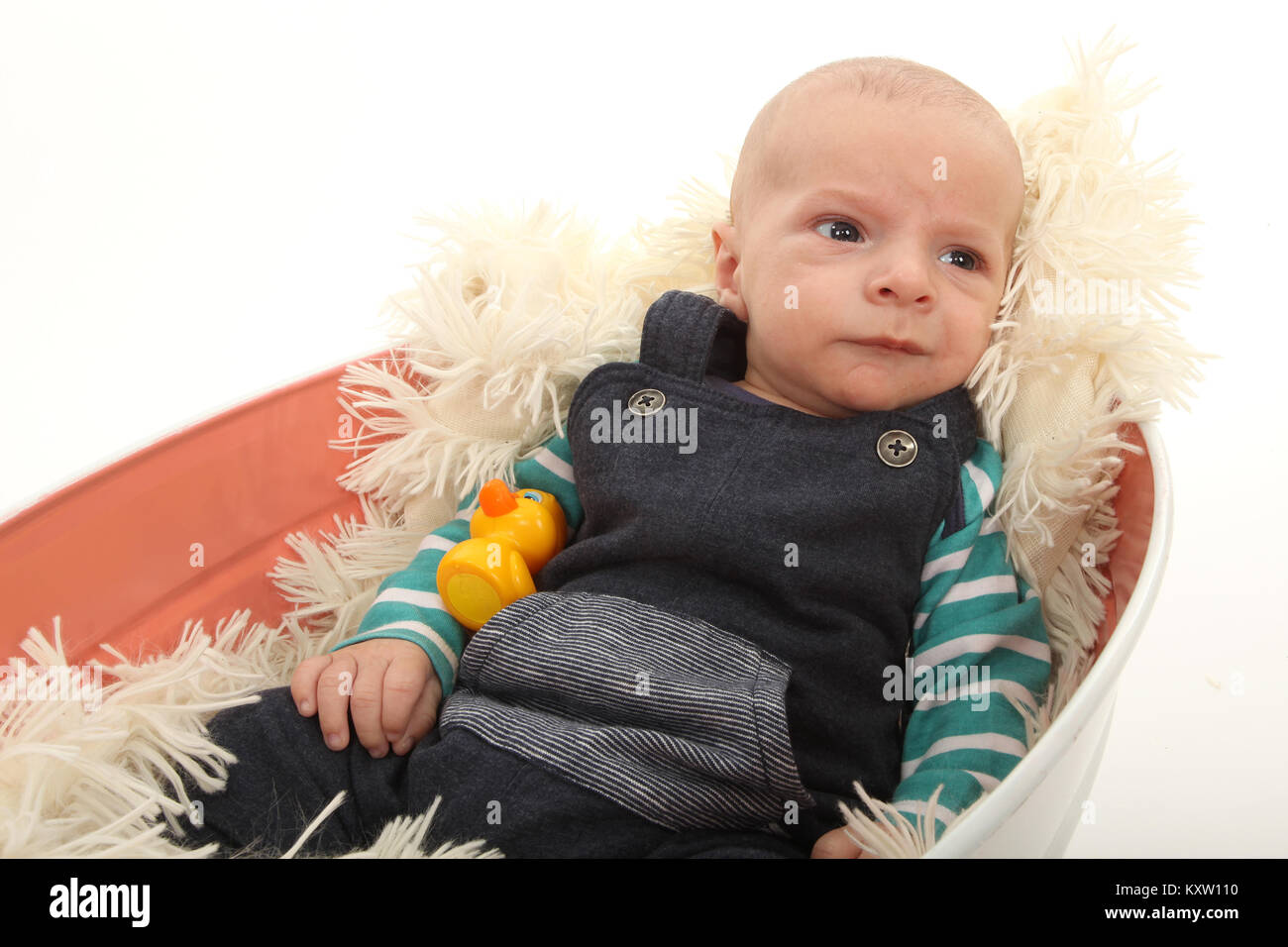 baby boy in vintage tin bath Stock Photo Alamy