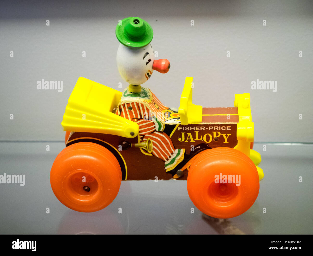 A Fisher-Price Jolly Jalopy #724, a classic toy manufactured by Fisher-Price from 1965-1978. Stock Photo