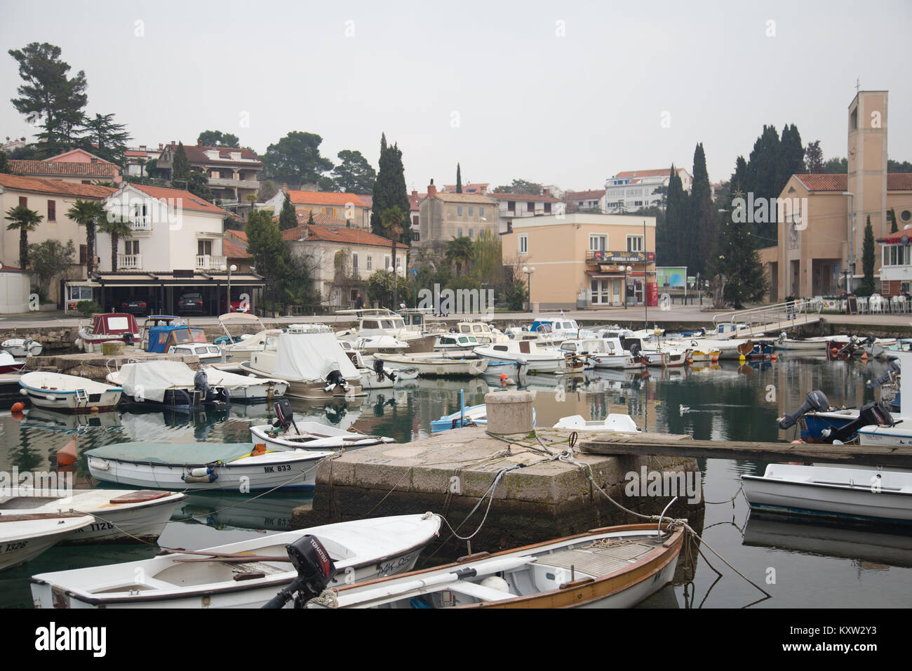 Malinska town in the northwestern part of the island Krk in Croatia Stock Photo