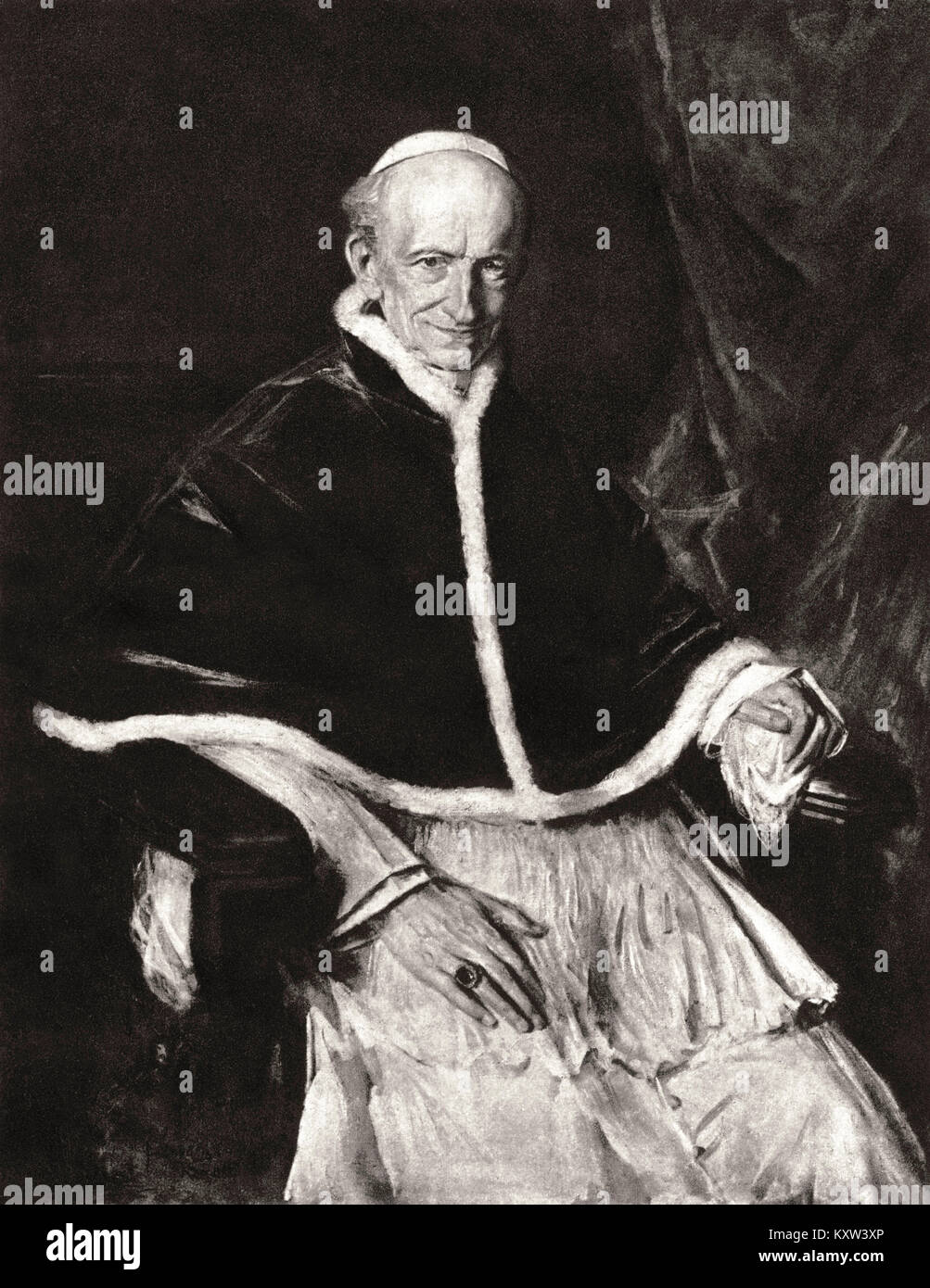 Leo XIII, was Pope from 1878 - 1903, painting by Franz von Lenbach Stock Photo