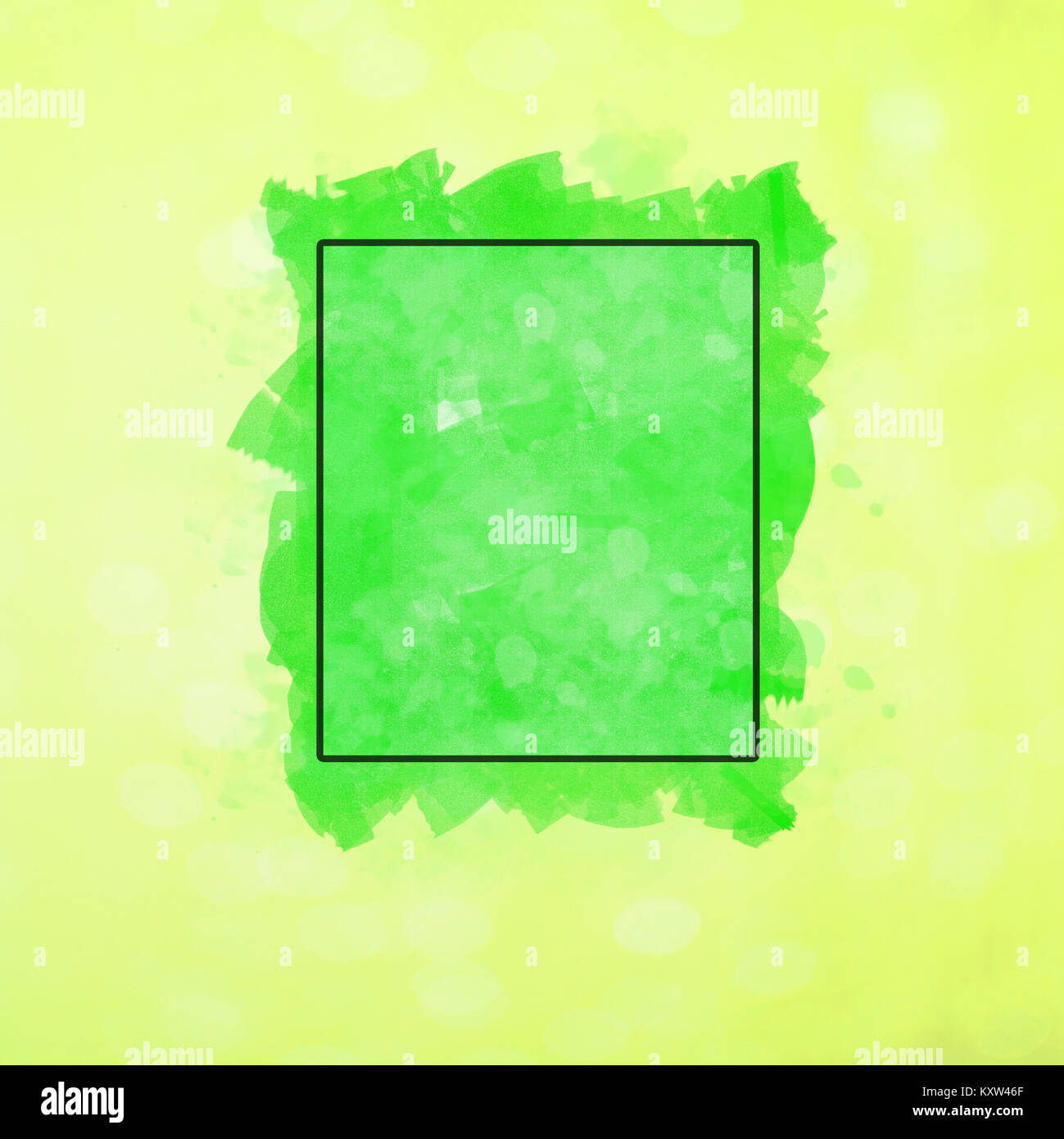 Green And Yellow Banner With Watercolor Stroke In A Frame Eco