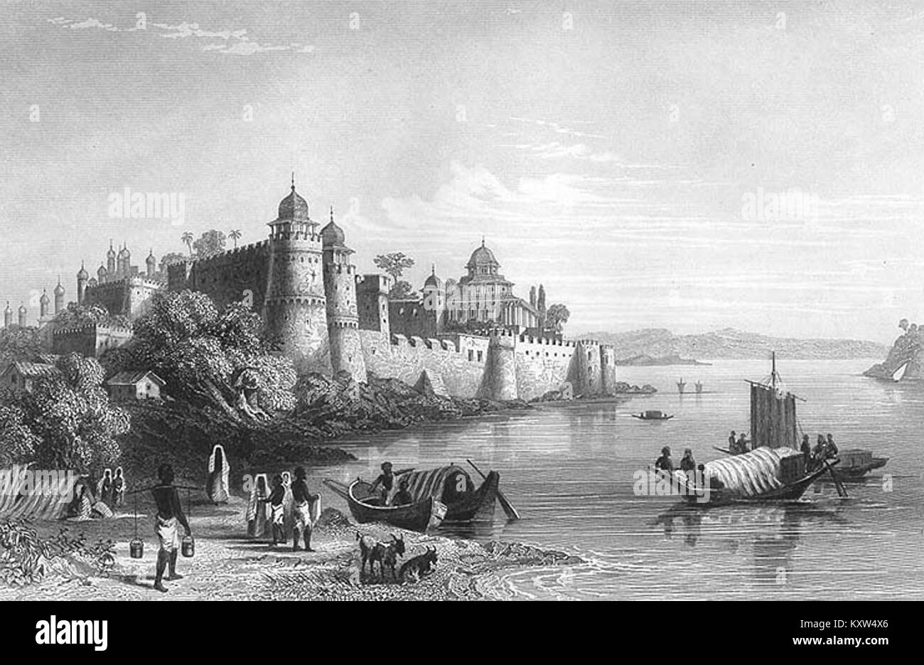 Fort of Akbar, Allahabad, 1850s Stock Photo