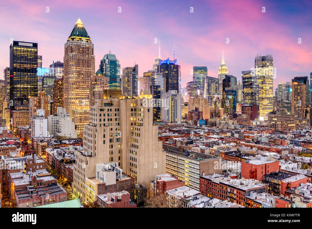 New York City, USA midtown Manhattan skyline over Hell's Kitchen. Stock Photo