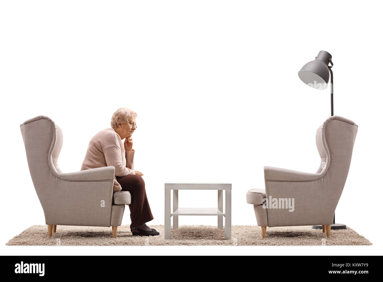 Single lonely mature woman hi-res stock photography and images - Alamy