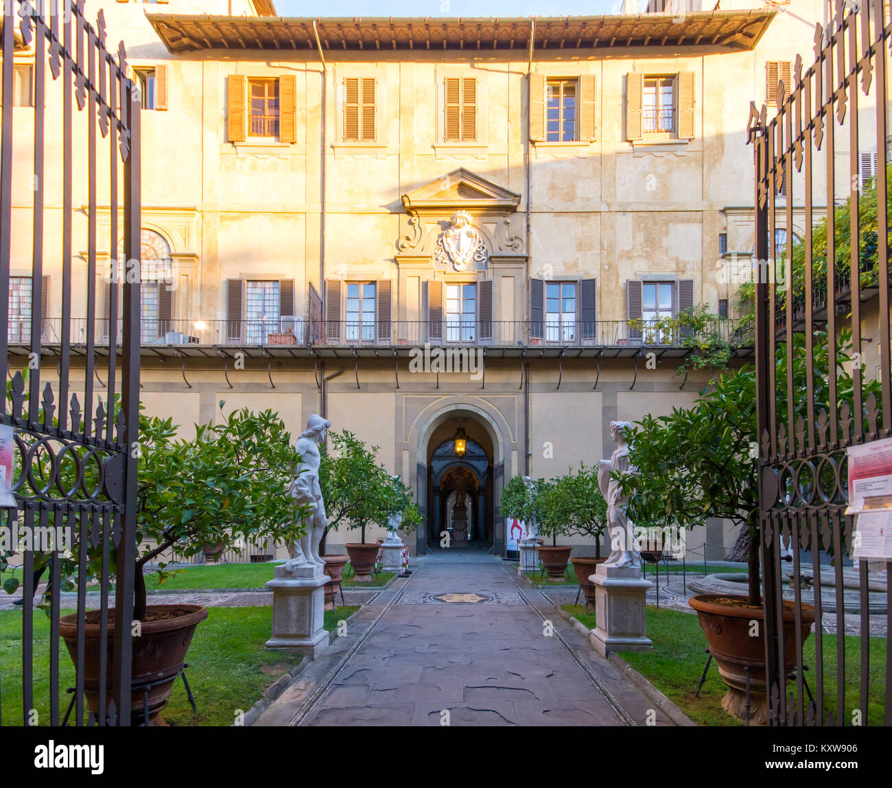 Facade of Palazzo Medici Riccardi Renaissance palace in Florence, the House of Medici residence in the 15th century designed by architect Michelozzo Stock Photo