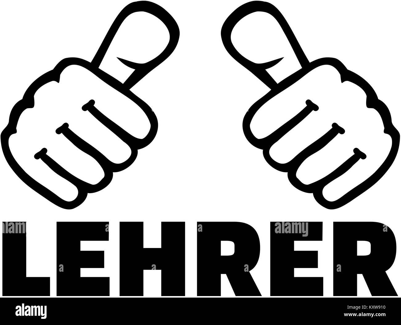 Teacher german word with thumbs Stock Photo - Alamy
