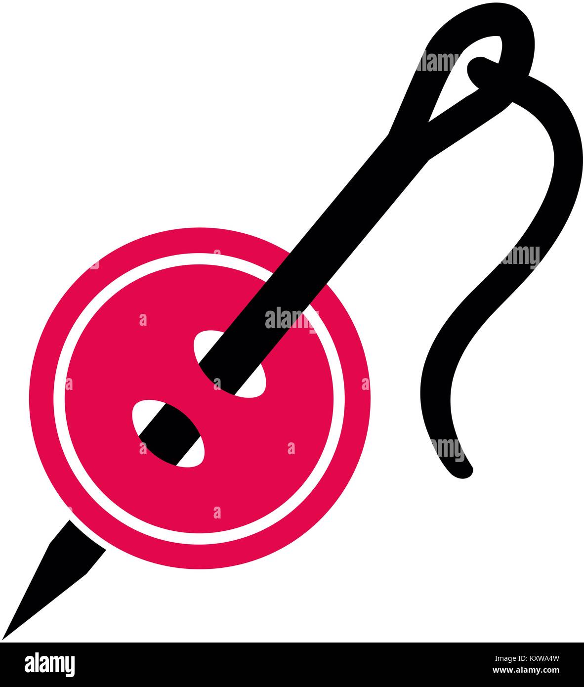 Tailors needle and thread with a red button Stock Photo - Alamy