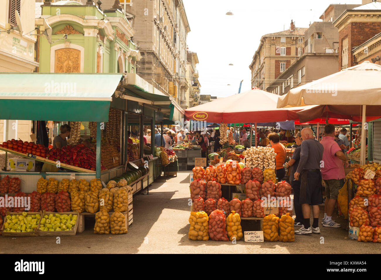 Rijeka street market in Croatia. Stock Photo