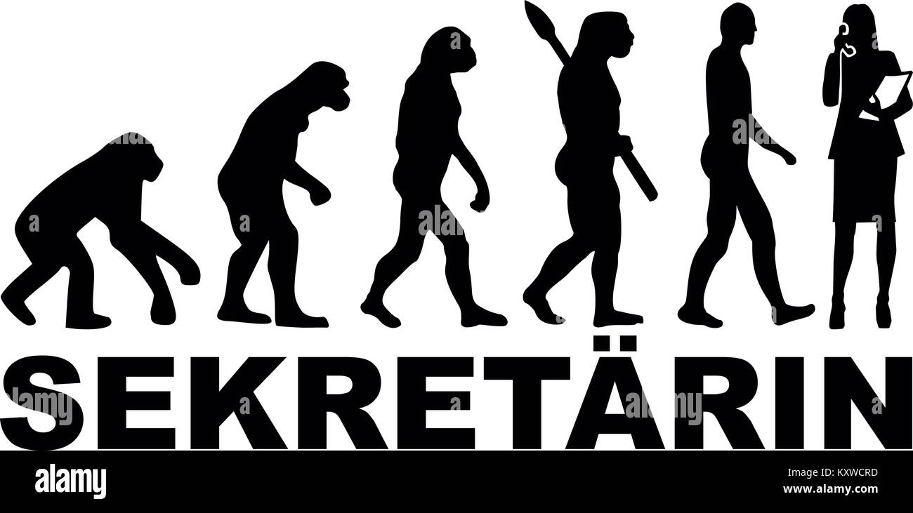 Evolution of a secretary with telephone and german word Stock Photo Alamy