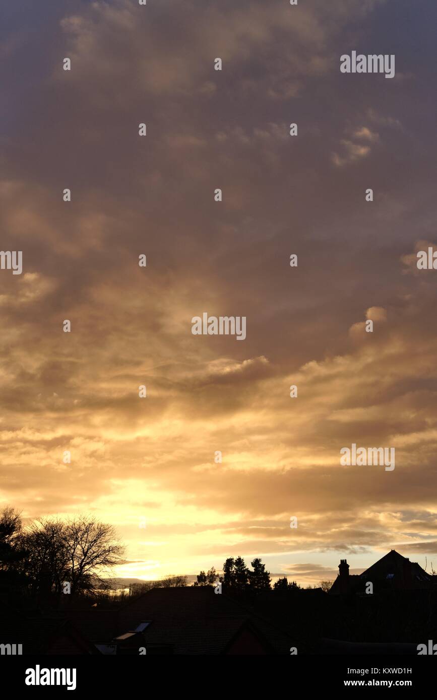 Dramatic cloud formation on winter's day sunset Stock Photo