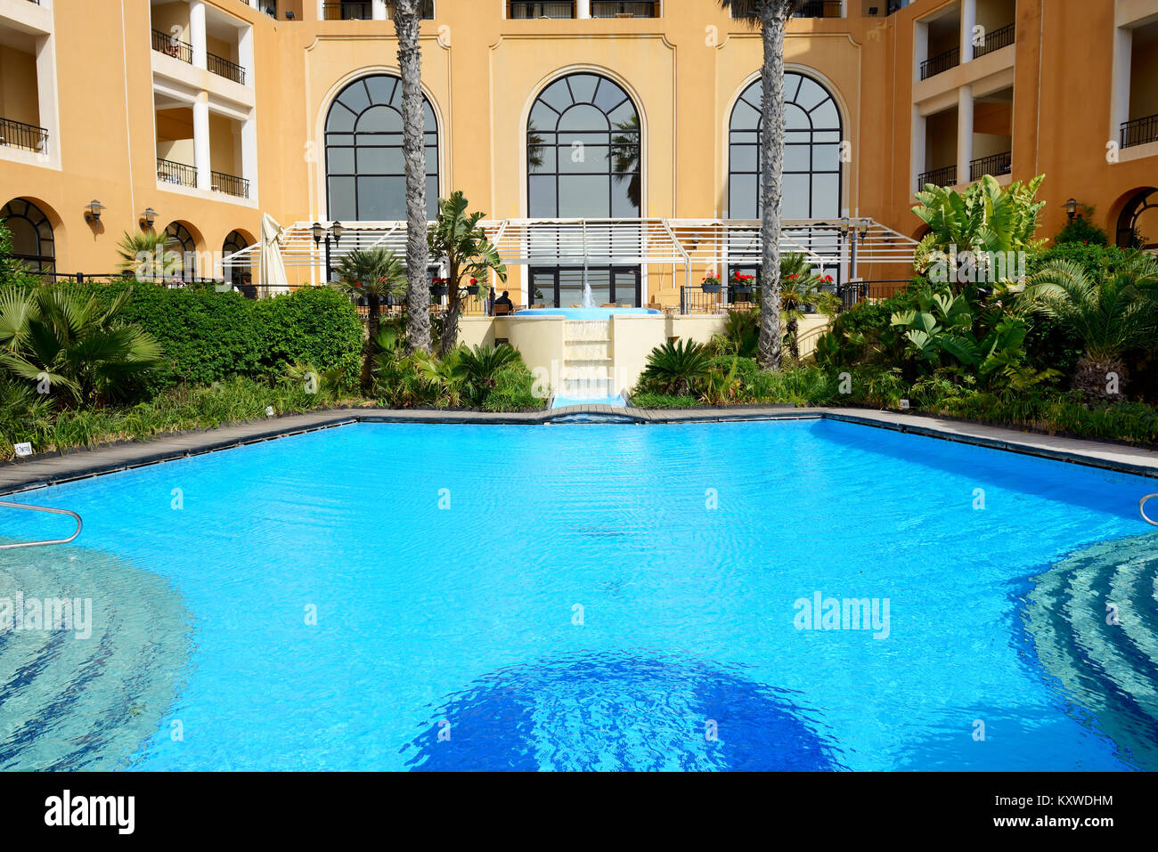 The swimming pool at luxury hotel, Malta Stock Photo Alamy