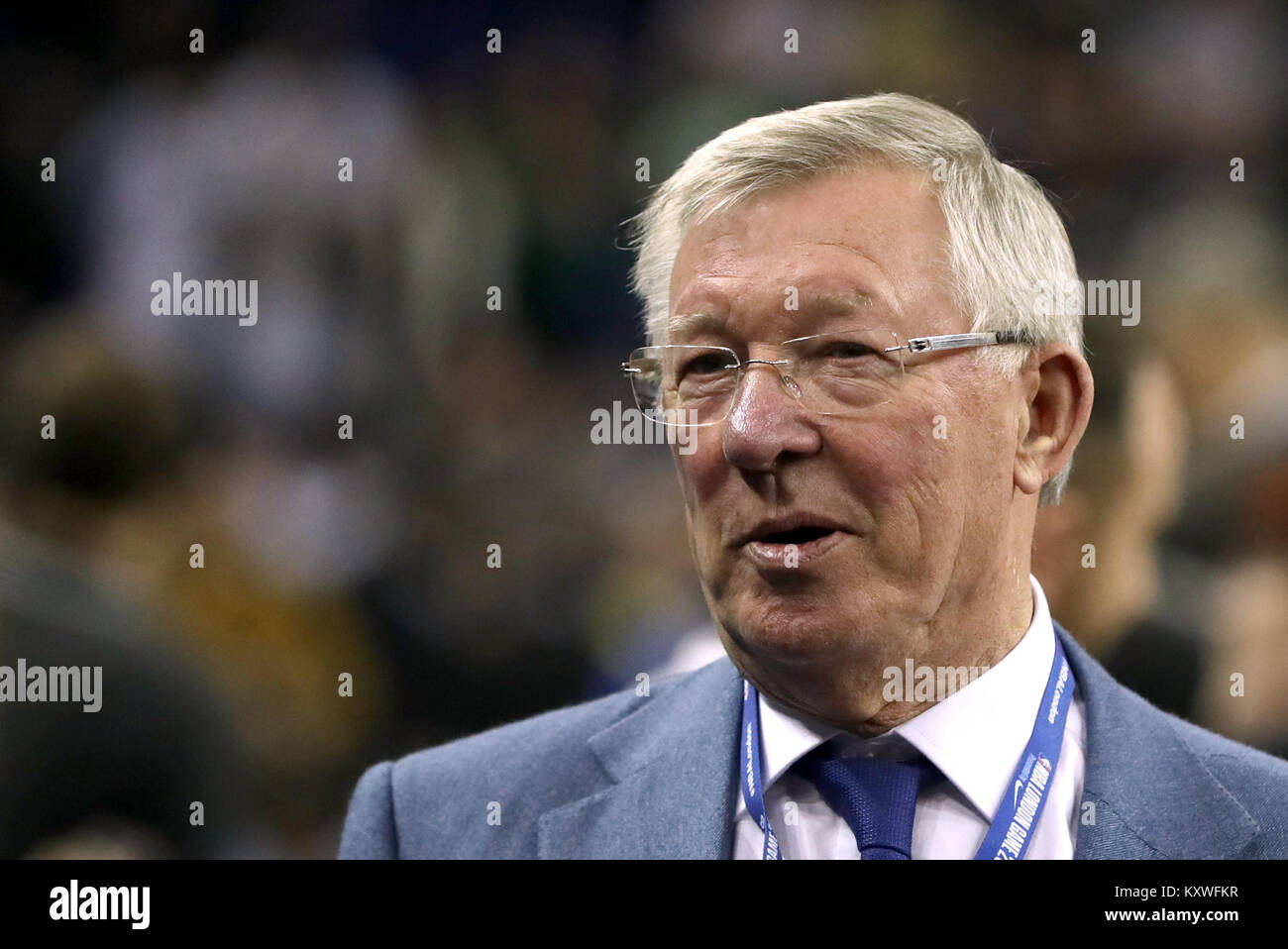 Sir Alex Ferguson in the crowd during the NBA London Game 2018 at the O2 Arena, London. PRESS ASSOCIATION Photo. Picture date: Thursday January 11, 2018. See PA story BASKETBALL London. Photo credit should read: Simon Cooper/PA Wire. Stock Photo