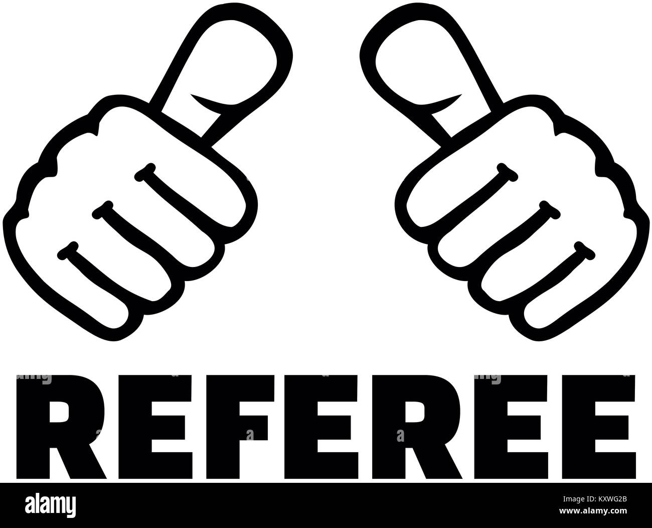 Thumbs with referee job title Stock Photo