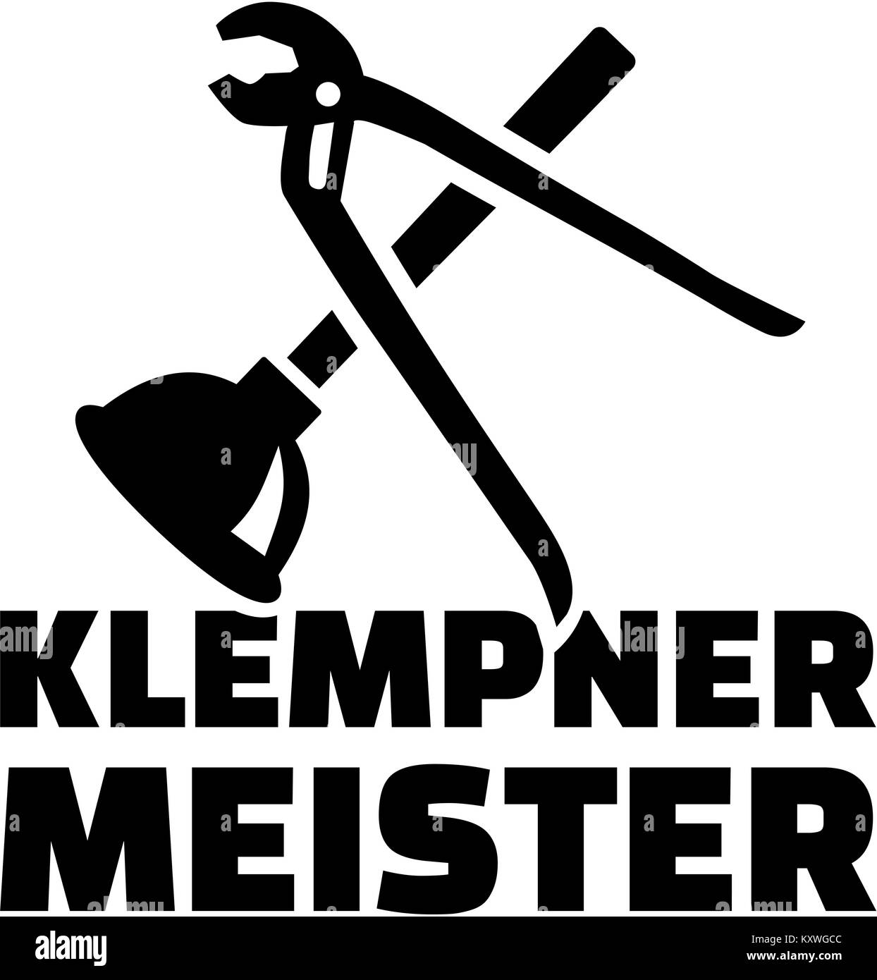 Master Plumber with pipe wrench und plunger german Stock Photo Alamy