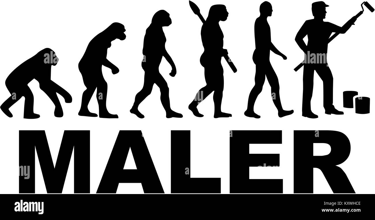 Painter evoultion with german job title Stock Photo Alamy