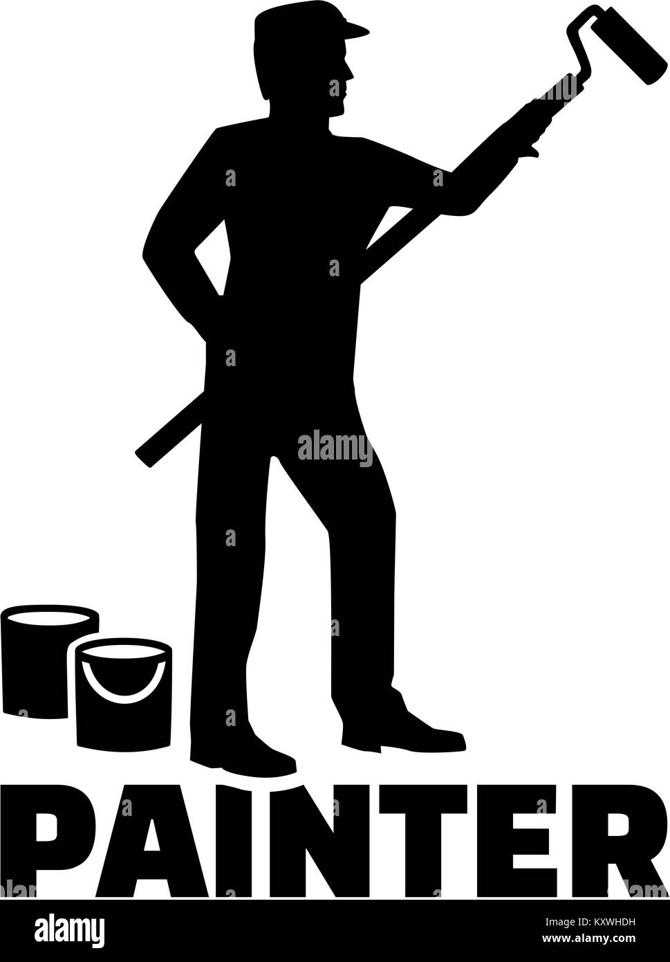 Painter silhouette with job title Stock Photo Alamy