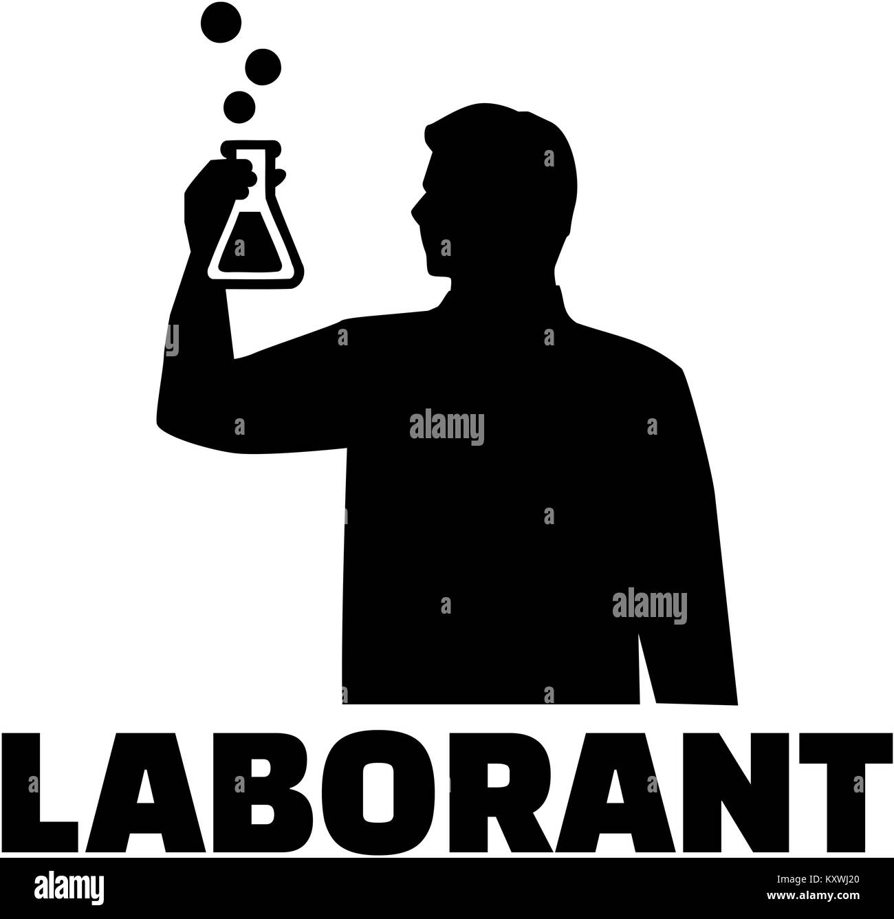 Silhouette of man with test tube and german laboratory technician Stock Photo
