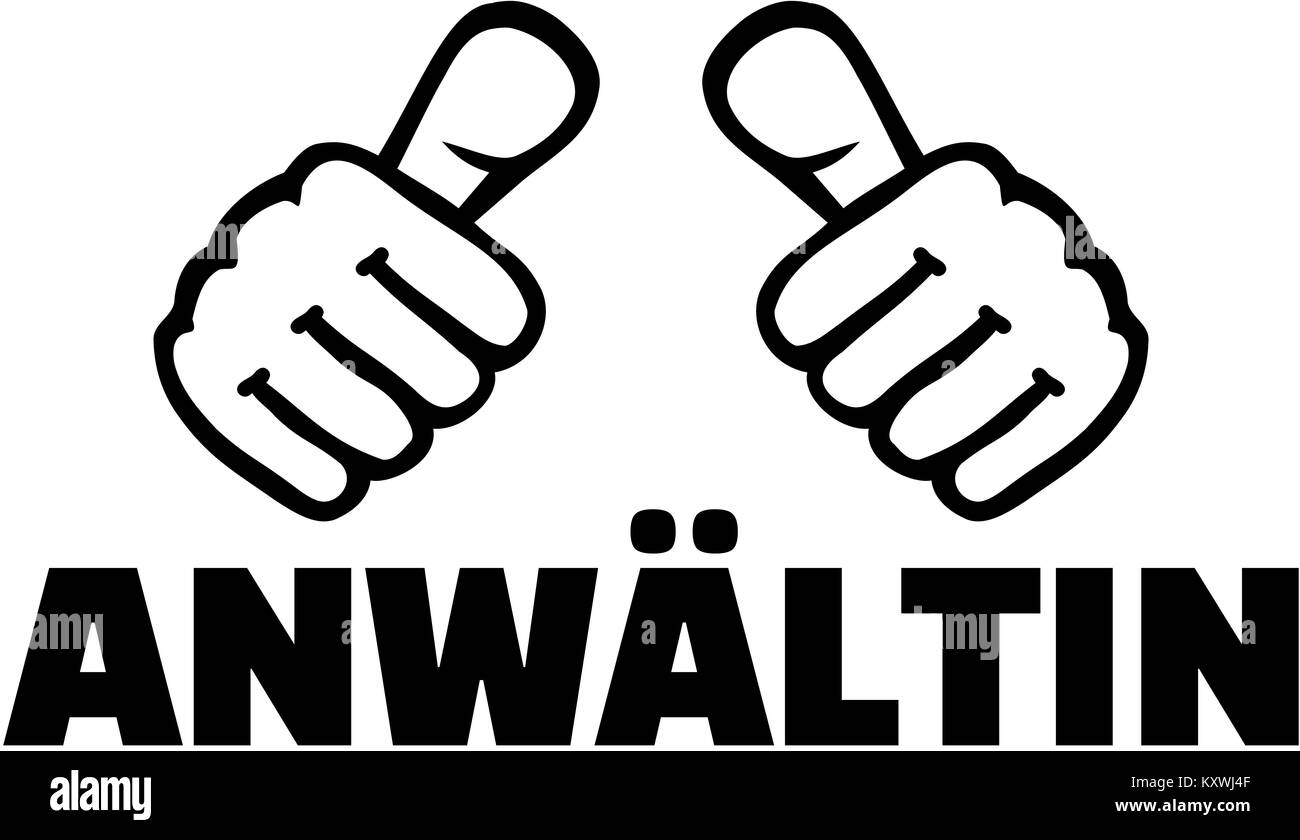 Female lawyer german word with thumbs Stock Photo Alamy