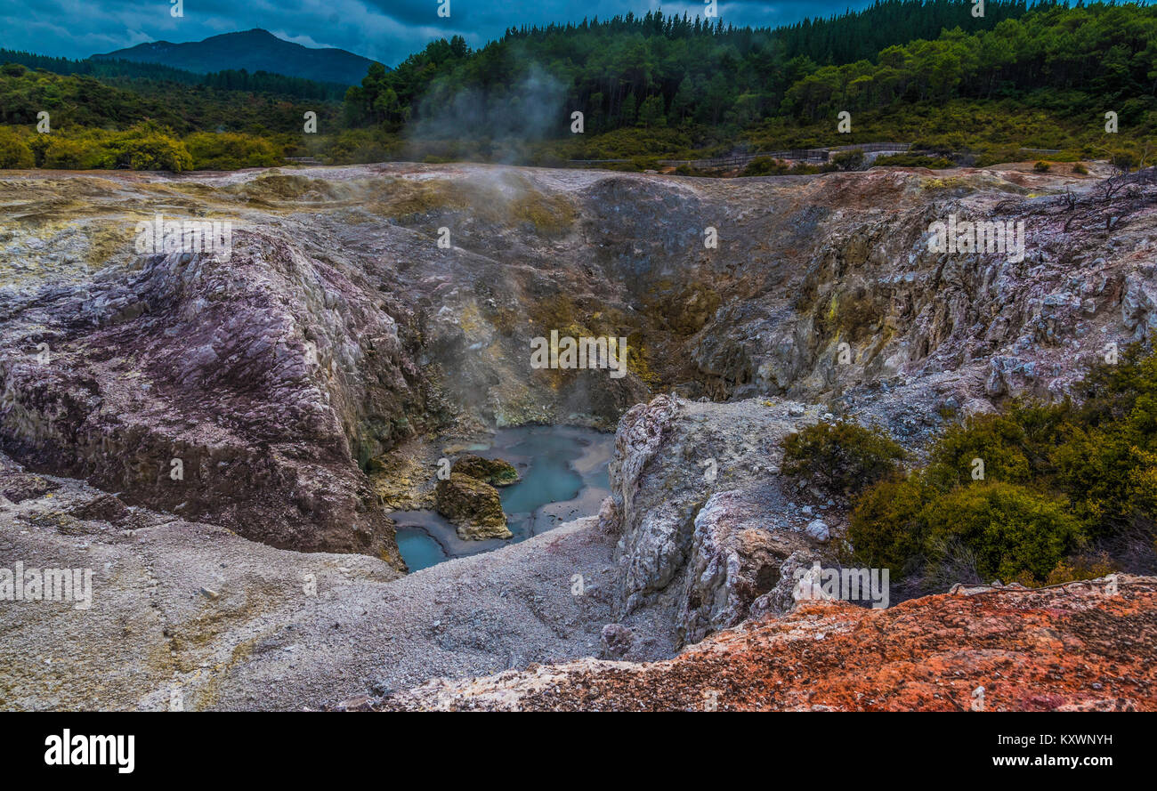 sulfur springs and lakes of Wai-O-Tapu, New Zealand Stock Photo