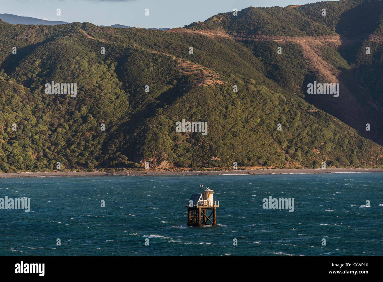 lighthouses and coast near Wellingtion, New Zealand Stock Photo
