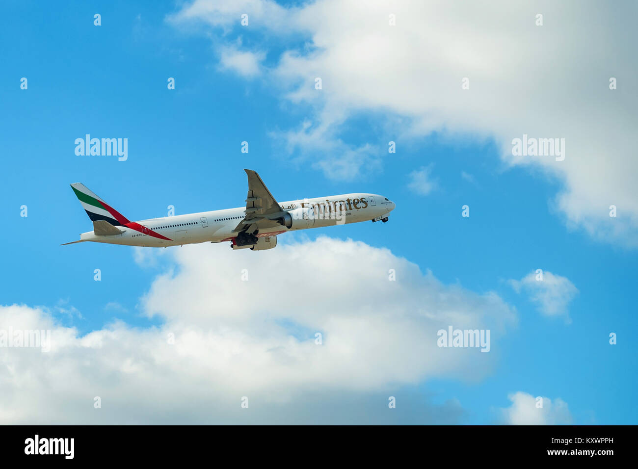 DUBAI, UAE - DECEMBER, 2016: Boeing 777 Stock Photo