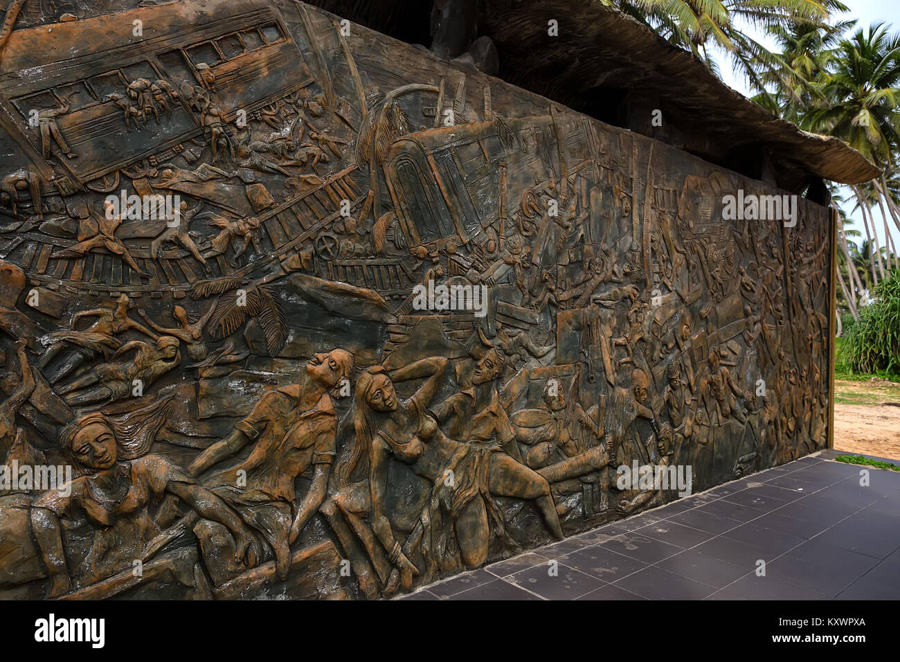 HIKKADUWA, SRI LANKA, CIRCA DECEMBER 2013: Monument to tsunami victims of 2004 Stock Photo