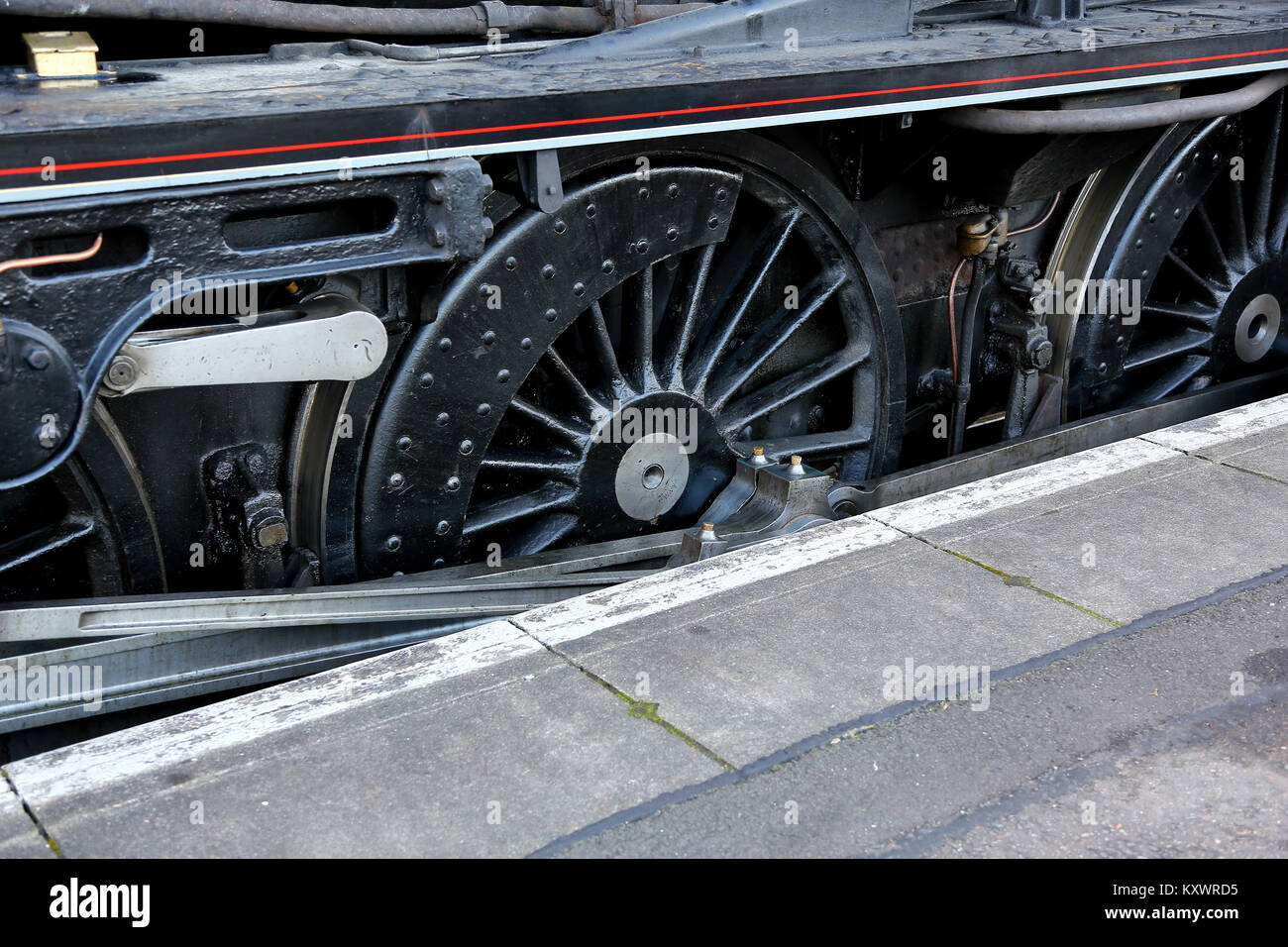 'The Lancashire Fusilier' is a LMS Stanier Class 5 4-6-0 locomotive engine, or Black 5, built at Armstrong Whitworth in 1937. Stock Photo