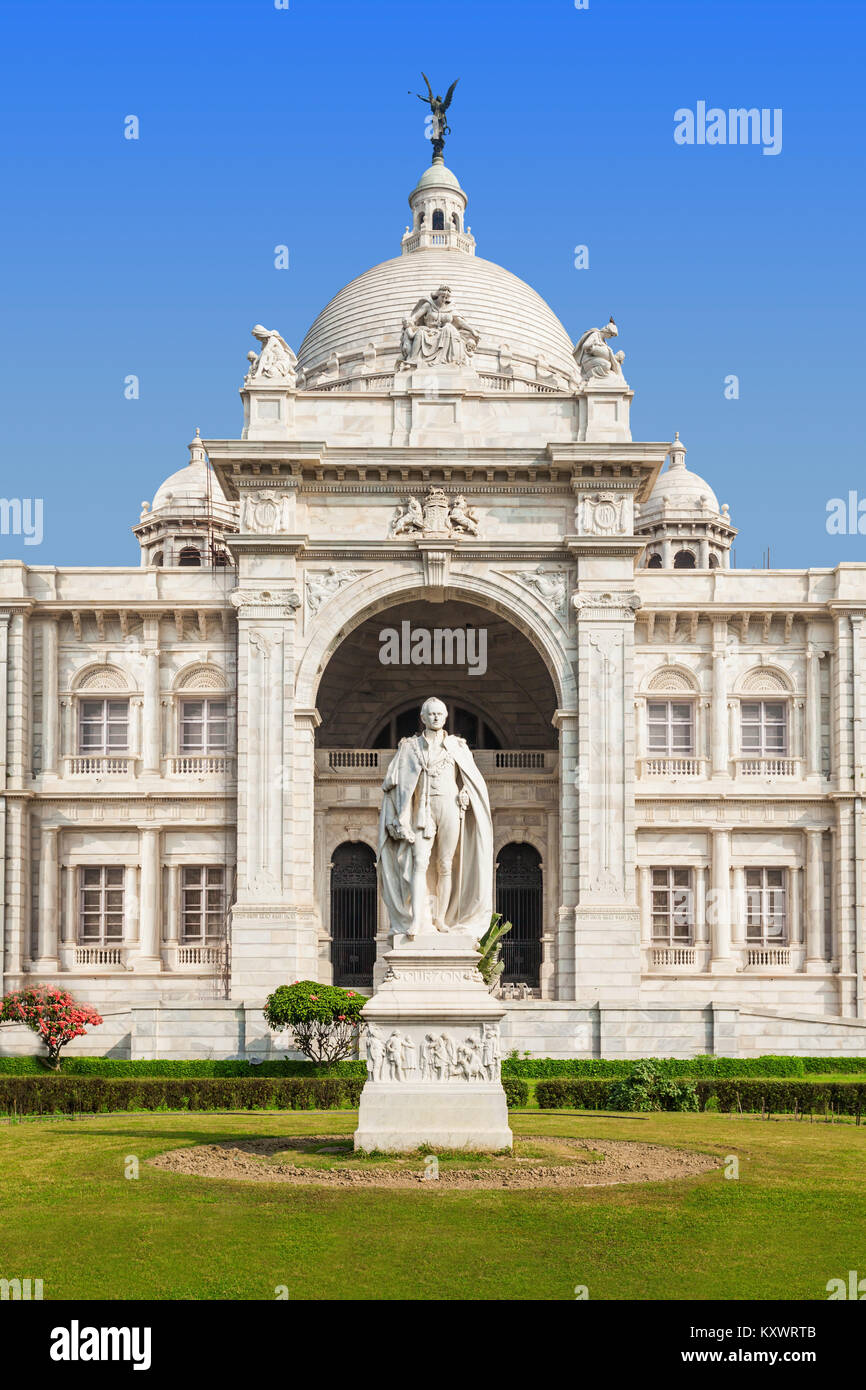 KOLKATA, INDIA - NOVEMBER 23, 2015: George Curzon Viceroy of India monument at the Victoria Memorial in Kolkata. Stock Photo
