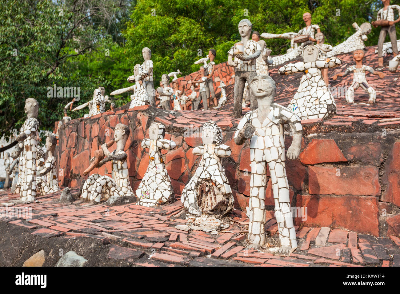 CHANDIGARH, INDIA NOVEMBER 04, 2015 Sculptures at the Rock Garden of