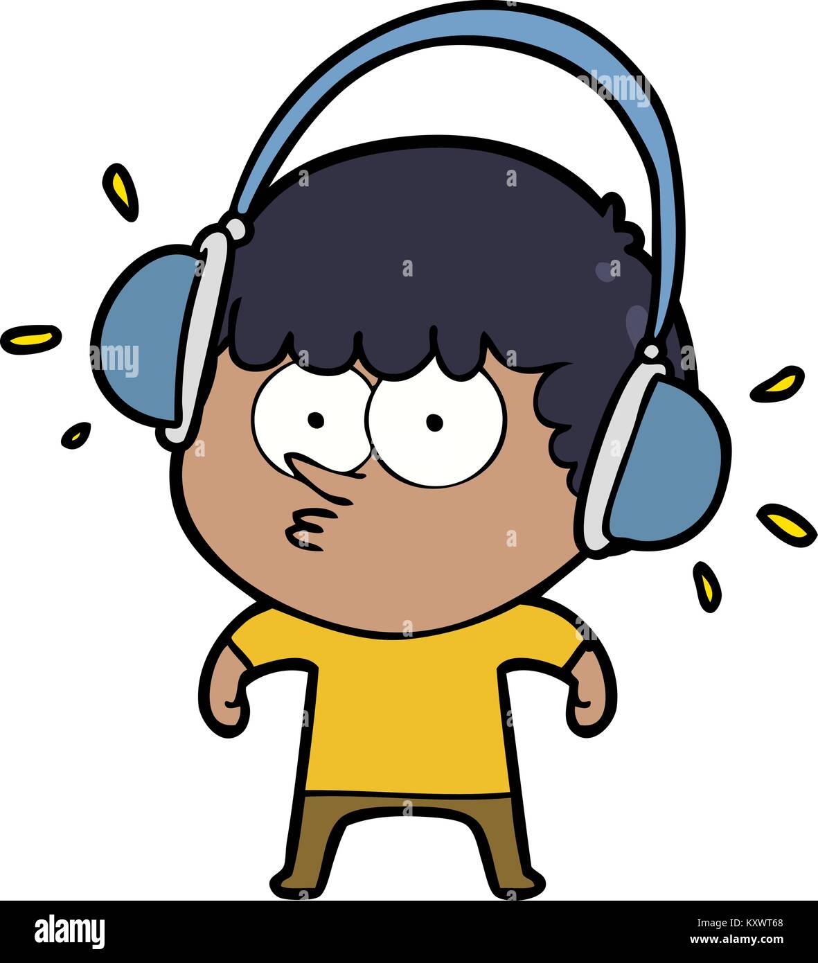 cartoon boy listening to headphones Stock Vector Image & Art - Alamy