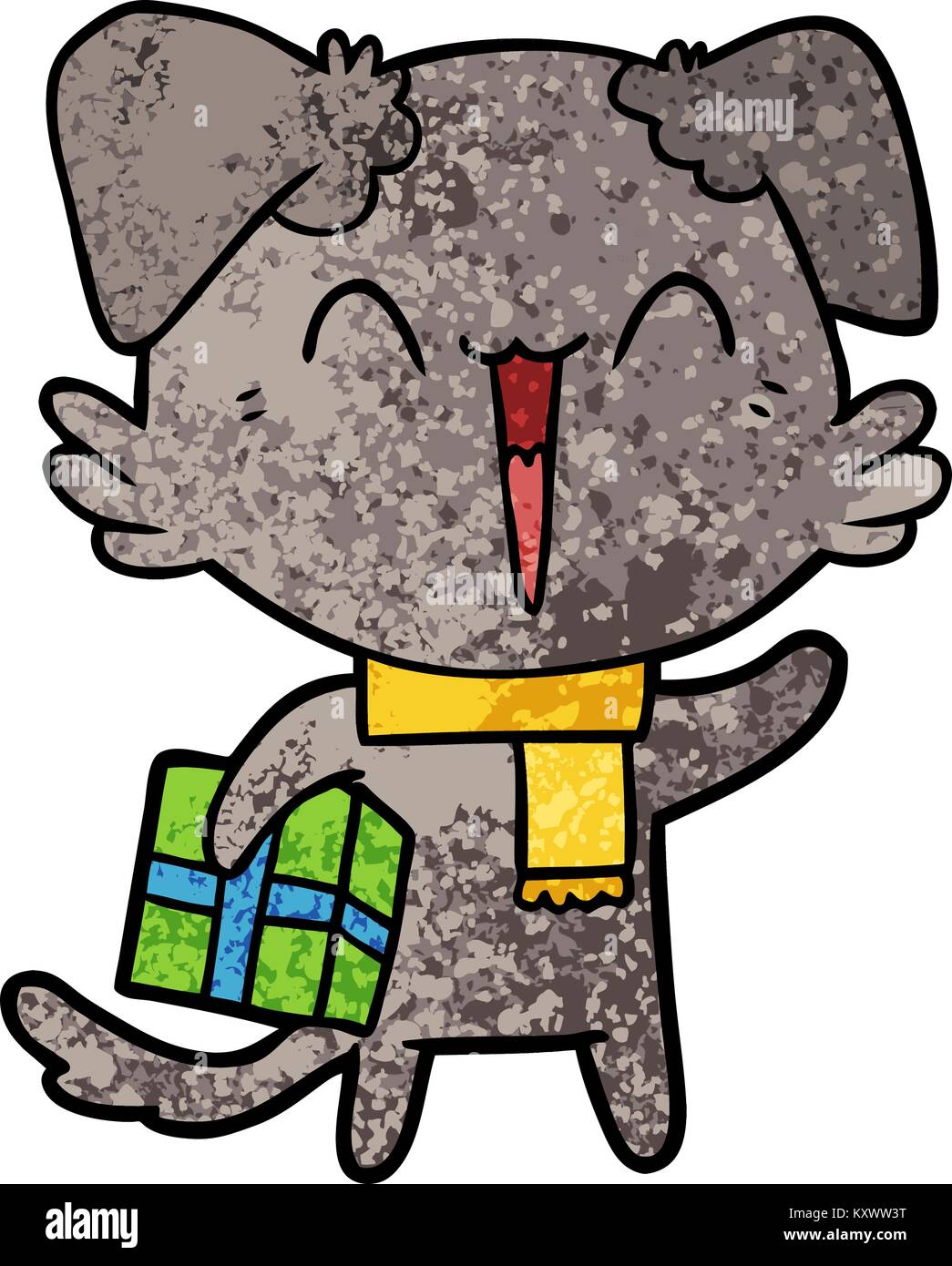 happy little cartoon dog in winter clothes Stock Vector Image & Art - Alamy