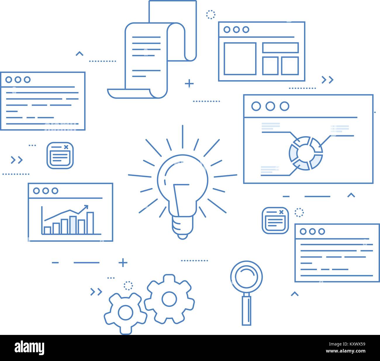 Stock exchange and business analytics, data flow, statisics and circulation of documents Stock Vector