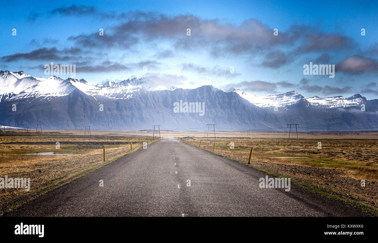 Driving along route one in Iceland Stock Photo