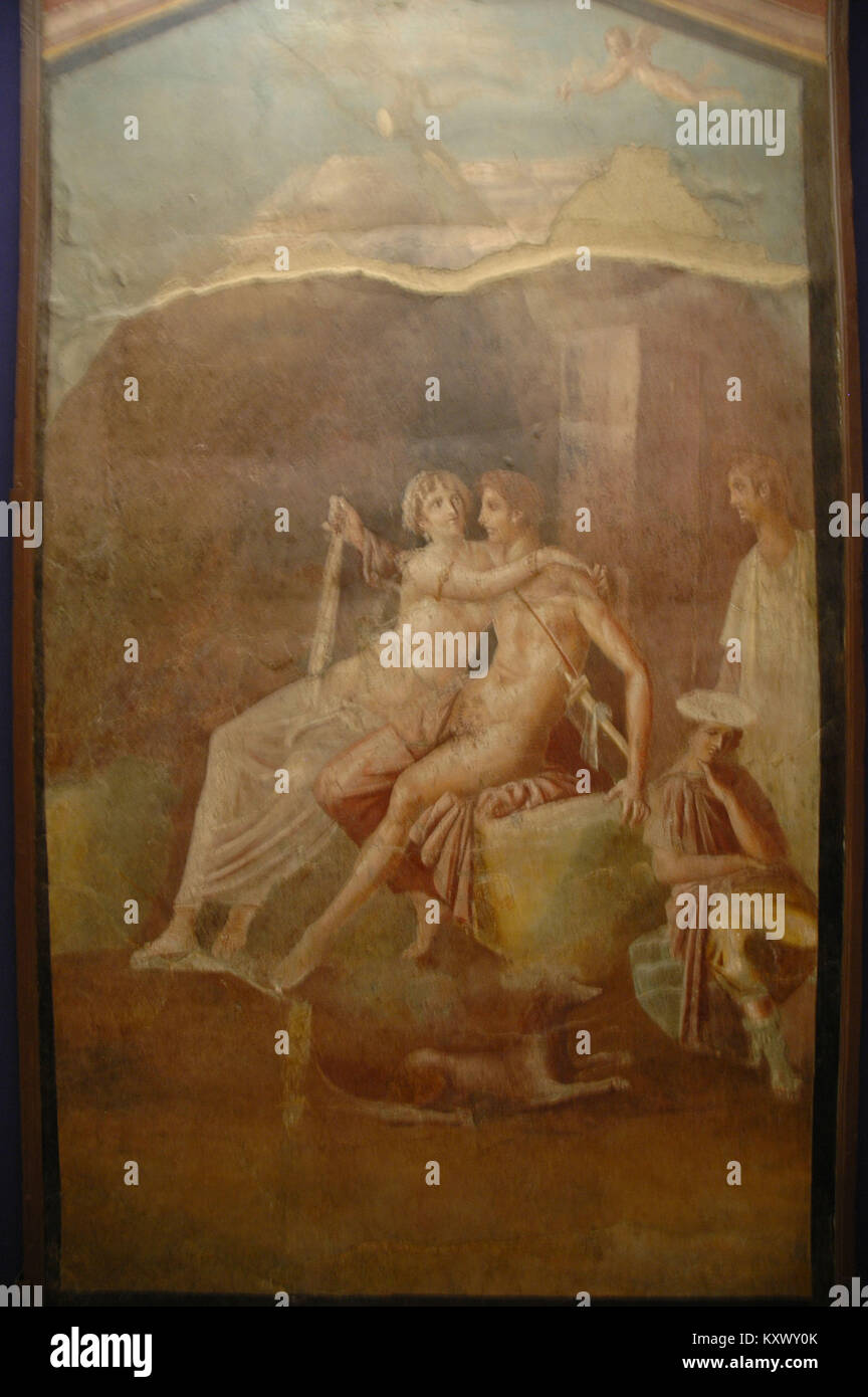 story of Dido and Enea, fresco Pompeii, 2008, Rome, Italy. Stock Photo