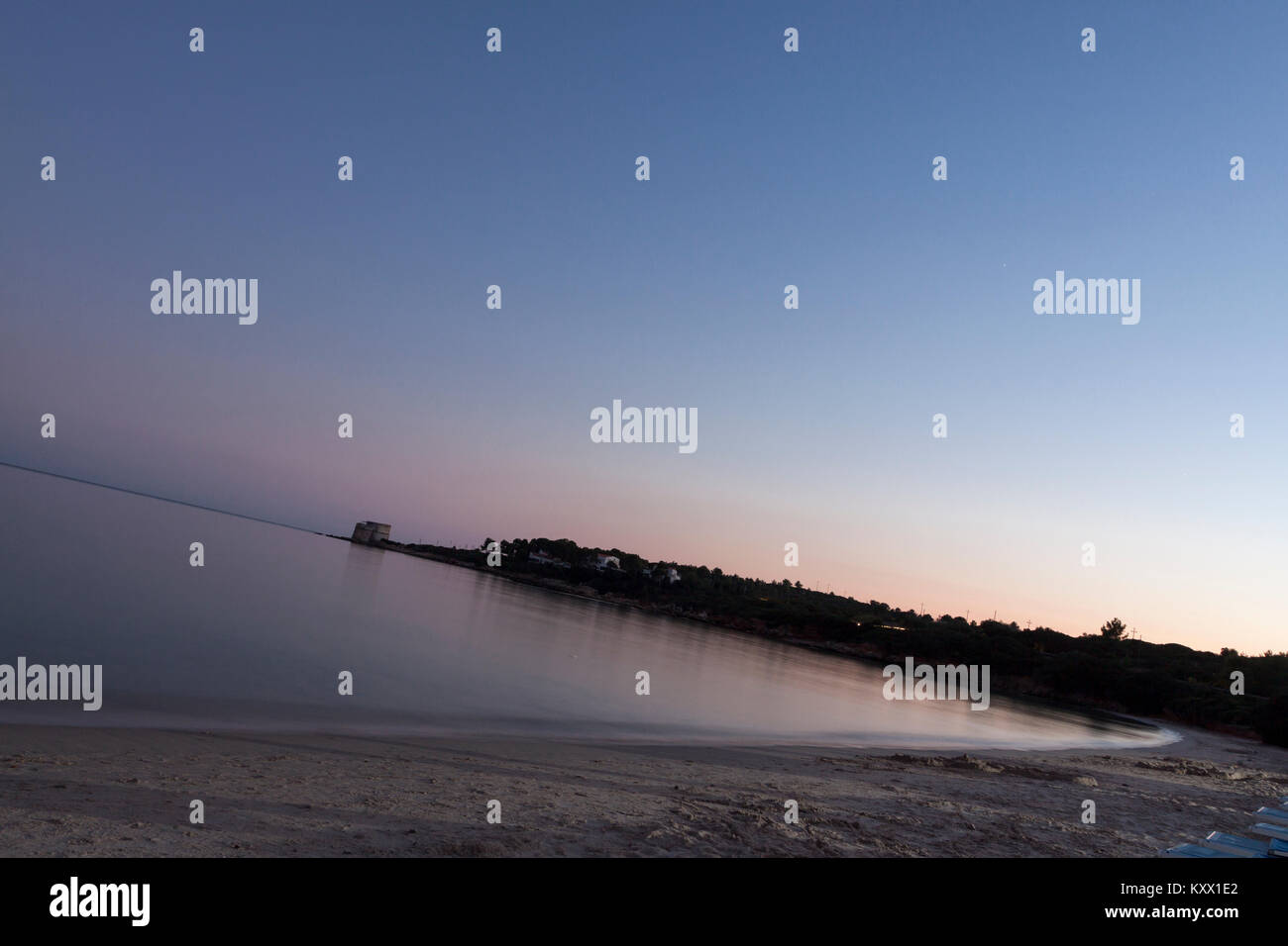 Scenic View Torre del Lazzaretto during autumn sunset. Alghero, Sardinia. Italy Stock Photo