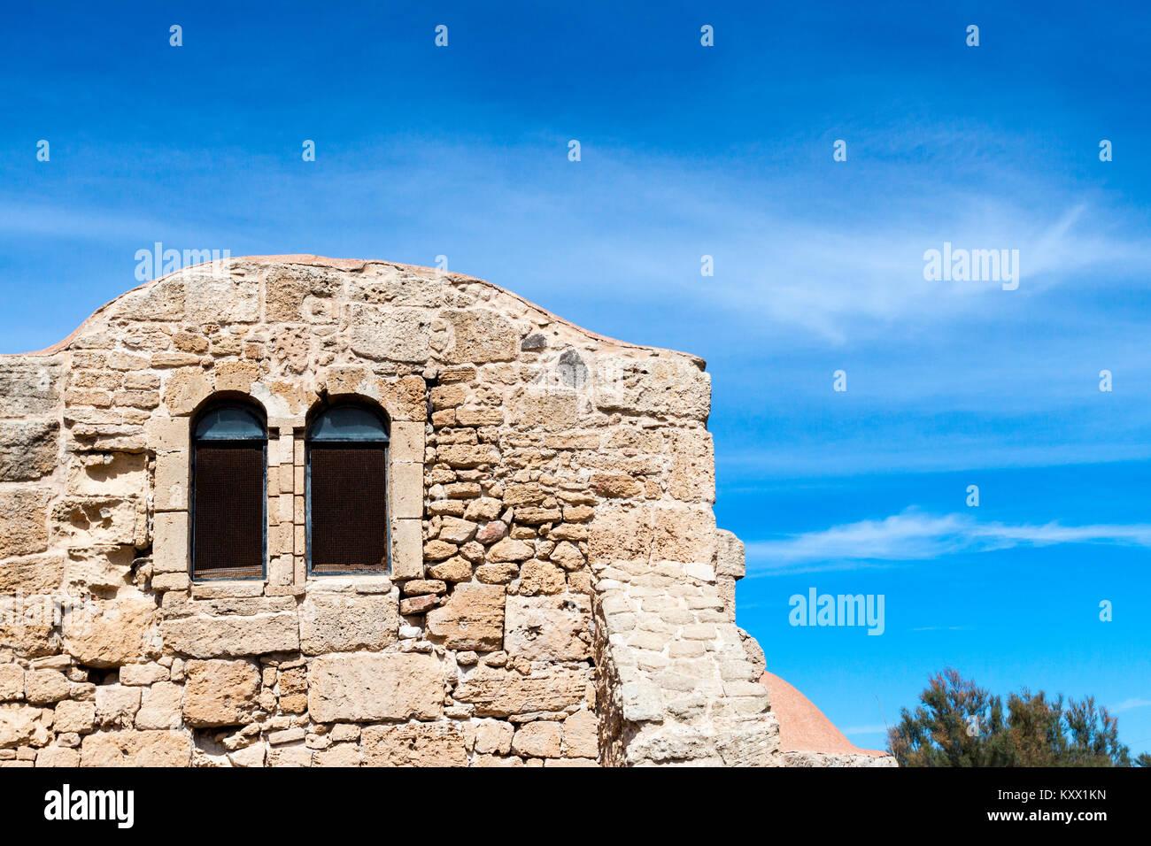 Side view of the church of San Giovanni Sinis. San Giovanni Sinis, Sardinia. Italy Stock Photo