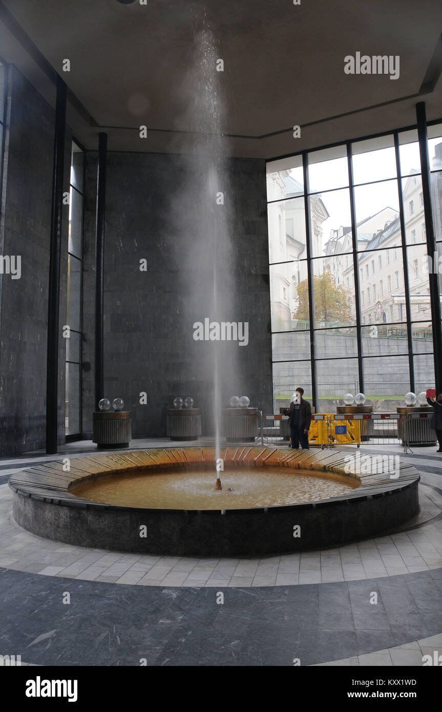 hot spring water, 2014, Mozart, Karlovy Vary, Czech Republic. Stock Photo