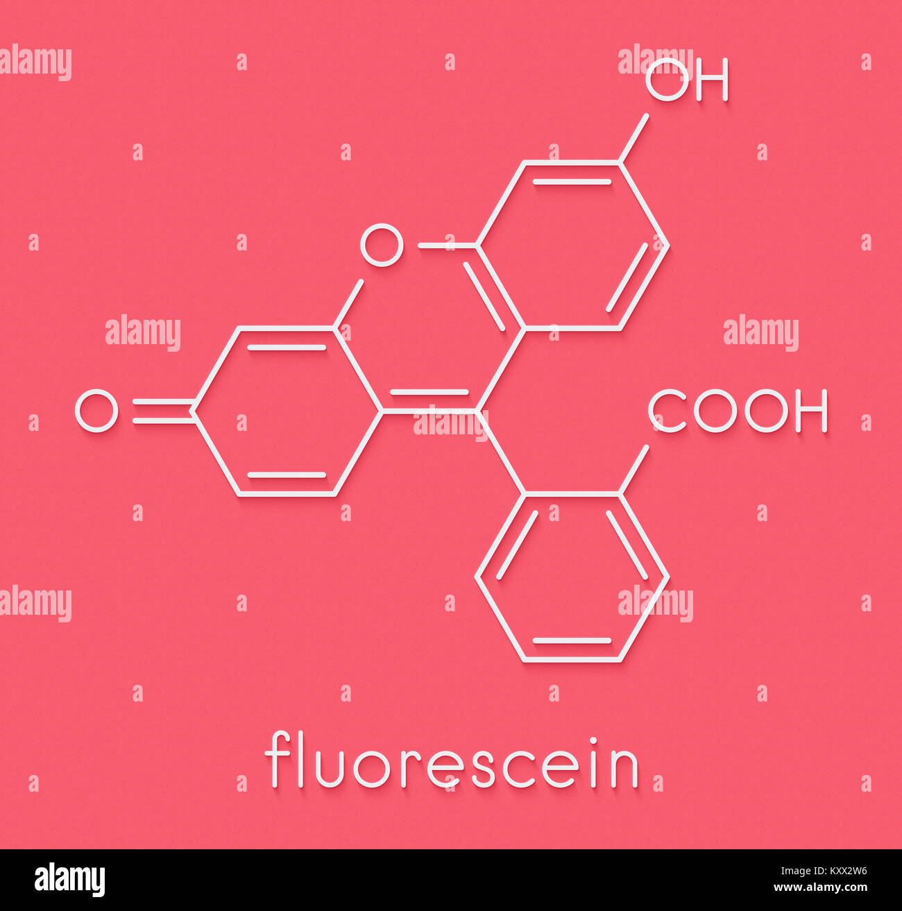 Fluorescein fluorescent molecule. Skeletal formula. Stock Photo