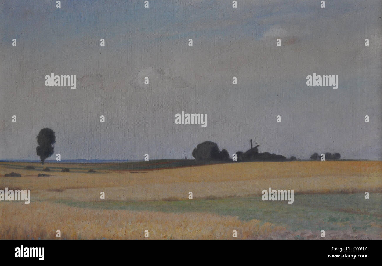 Franz Bunke - Landschaft mit Windmühle (Titel unbekannt Stock Photo - Alamy