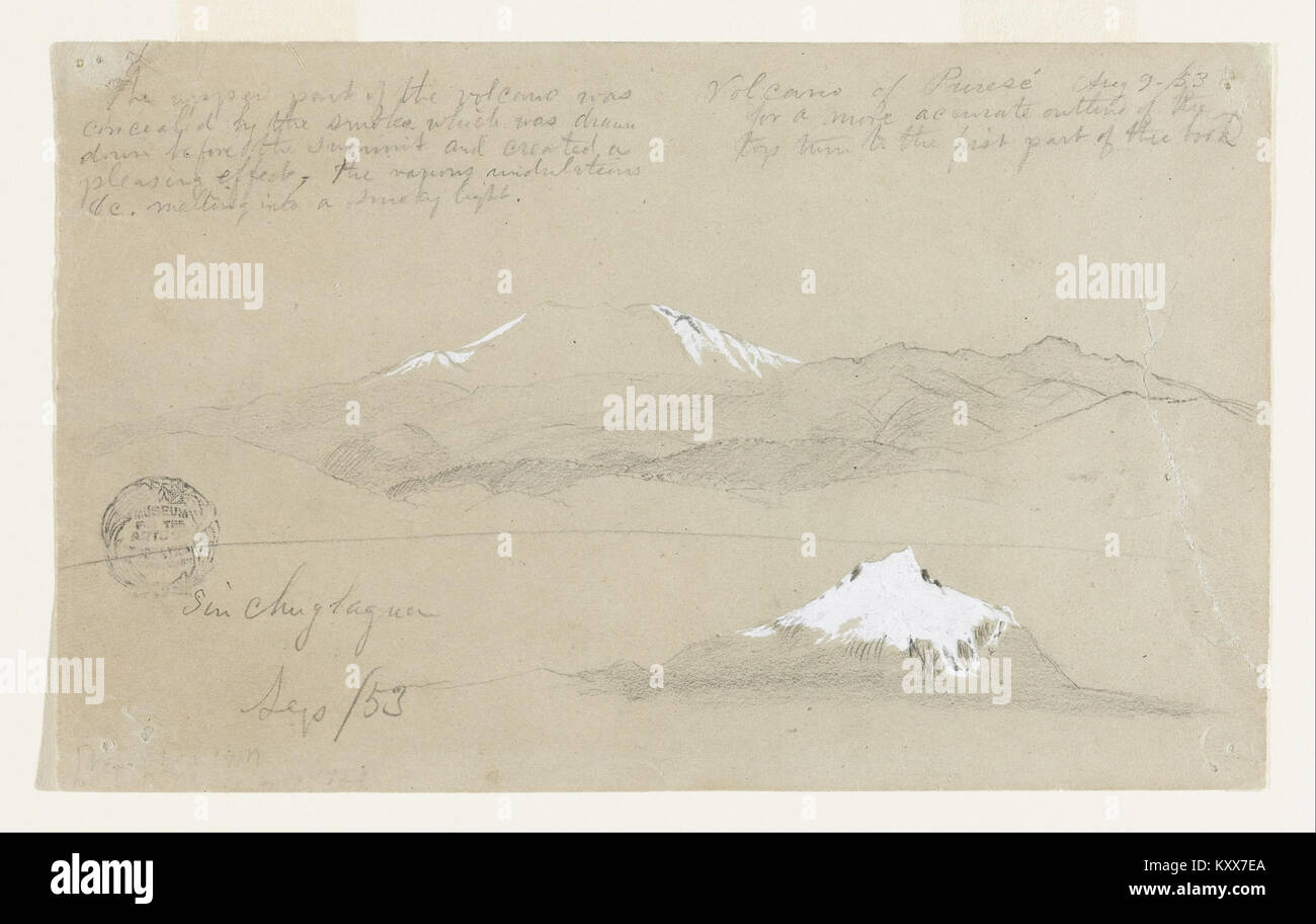 Volcano Pures Frederic Edwin Church’s work 'Views of Puresé Volcano, Colombia and Mt ...