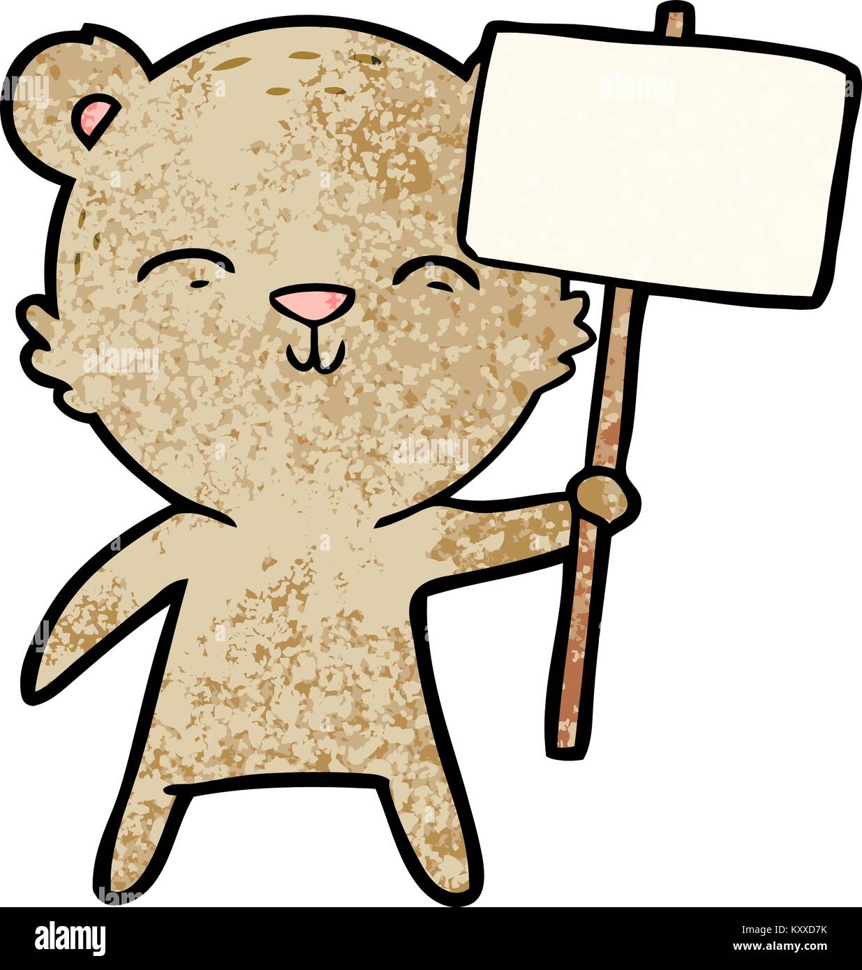 happy cartoon bear with sign Stock Vector Image & Art - Alamy
