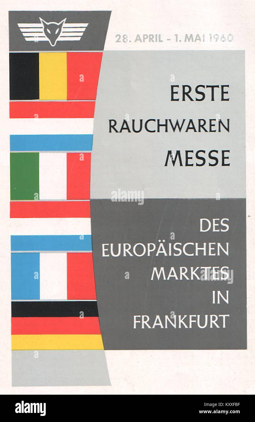 Erste Rauchwarenmesse des europäischen Marktes in Frankfurt 1960, Anzeige Stock Photo