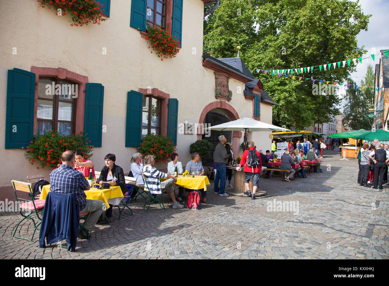 Wine festival at Neumagen-Dhron, oldest wine village in Germay, Rhineland-Palatinate, Germany, Europe Stock Photo