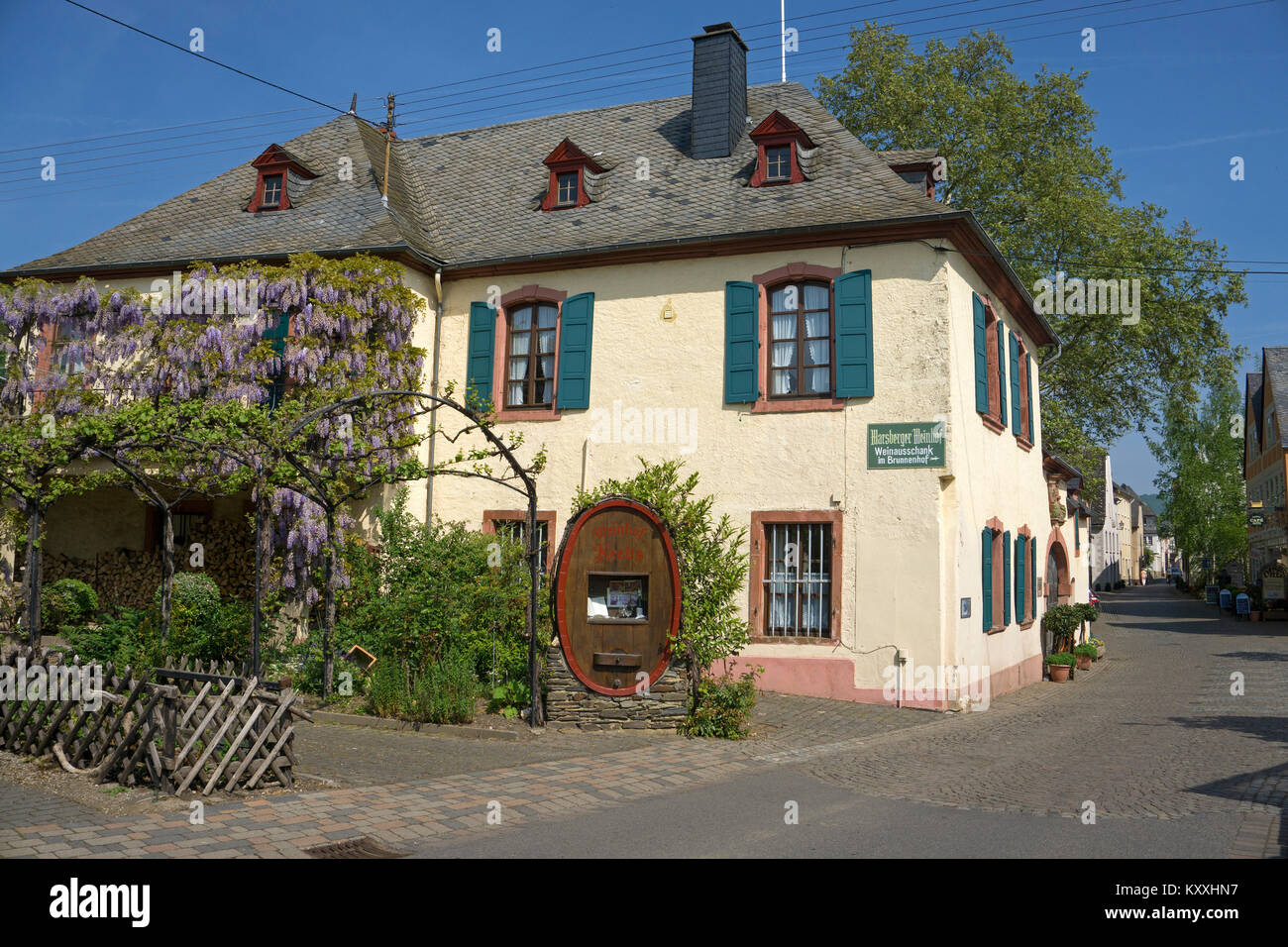 Vineyard estate 'Klaus Krebs' at Neumagen, Neumagen-Dhron is the oldest wine village of Germany, Moselle river, Rhineland-Palatinate, Germany, Europe Stock Photo